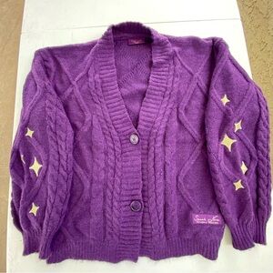 Taylor Swift Purple Cable-Knit Button Cardigan